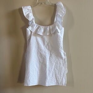 Lilly Pulitzer ZoysWhite Ruffle-Neck Jacquard Mini Dress Romper
